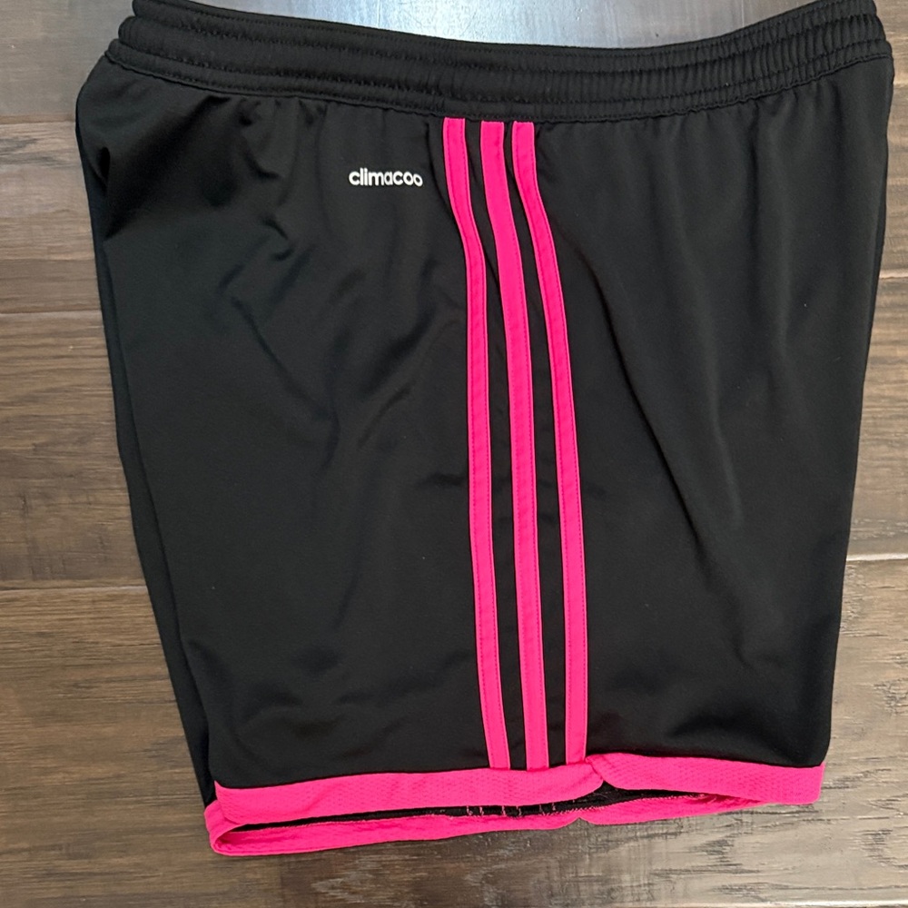 adidas Black Athletic Shorts with Hot Pink Trim - Picture 8 of 9